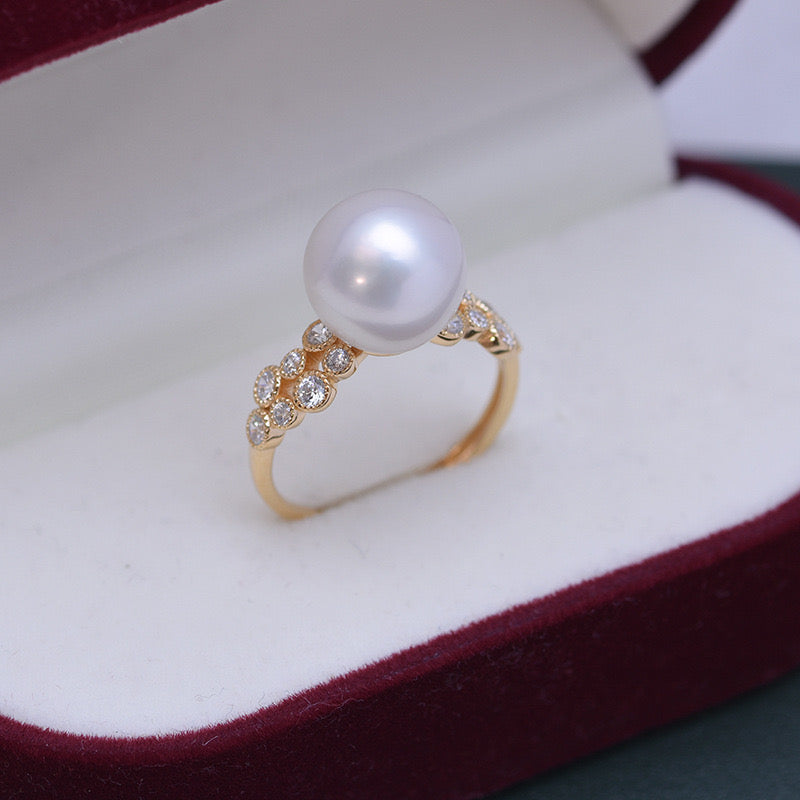 Freshwater Pearl and CZ Ring Design