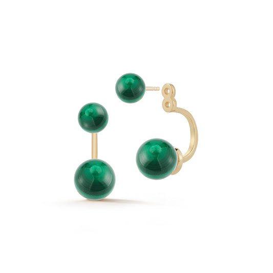 Gold Malachite Ear Jacket Earrings for Women