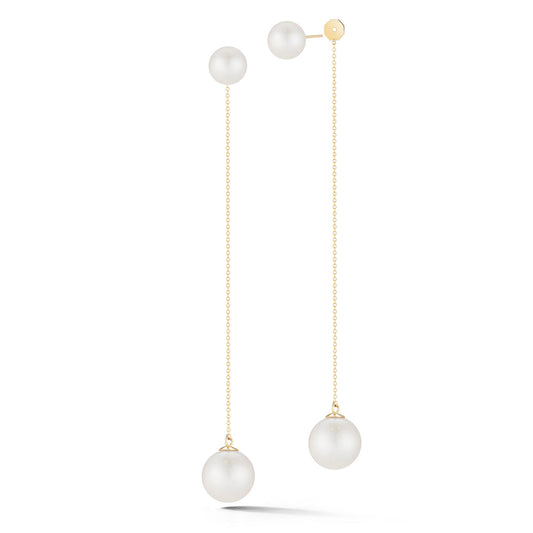 Gold Pearl Ball Drop Earrings in 14kt 2