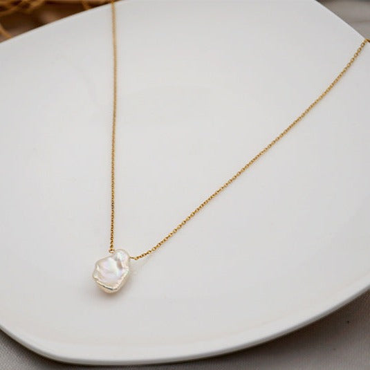 Baroque Pearl Pendant with Petal Design