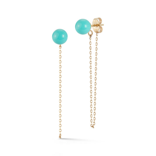 Turquoise Chain Drop Earrings in 14kt Gold