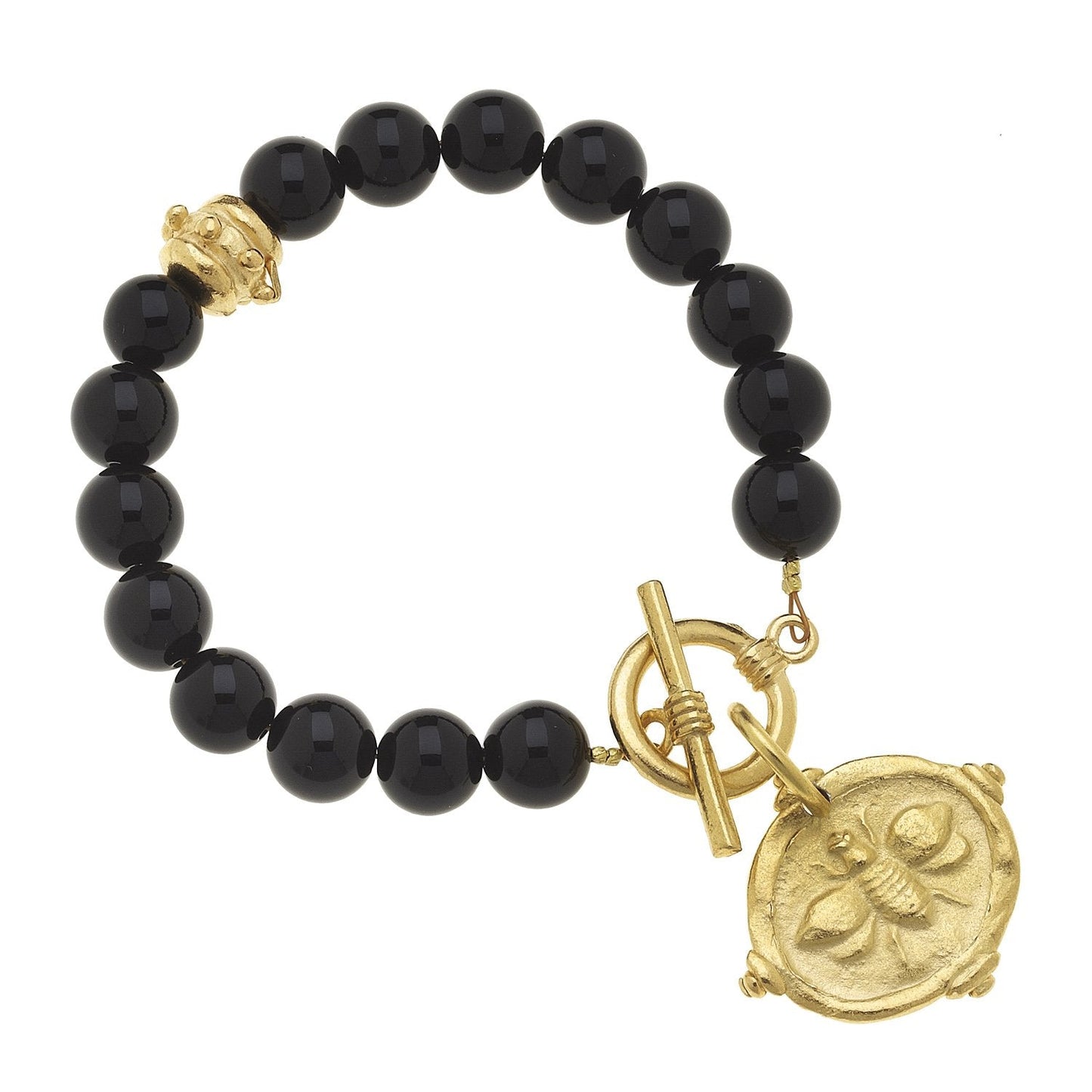 Gold Bee Intaglio Stone Bracelet for Women