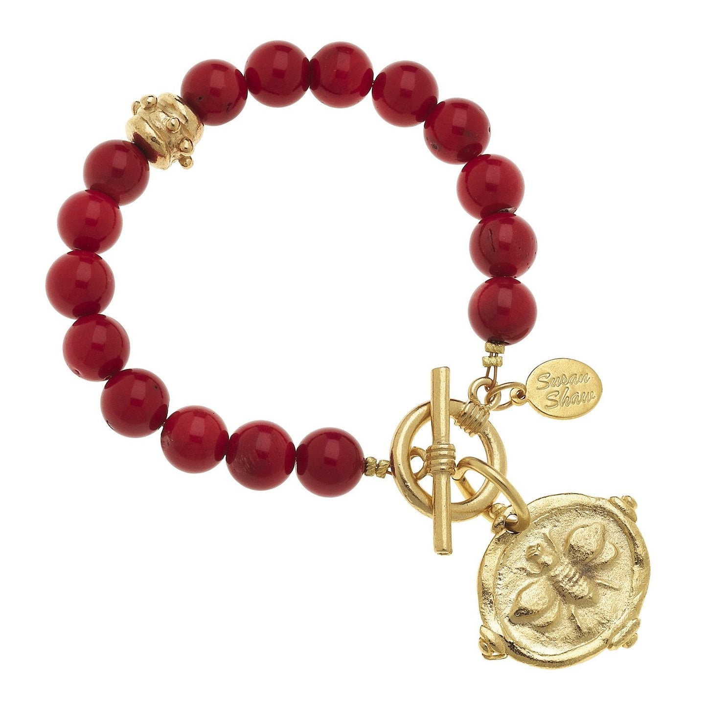 Gold Bee Intaglio Stone Bracelet for Women