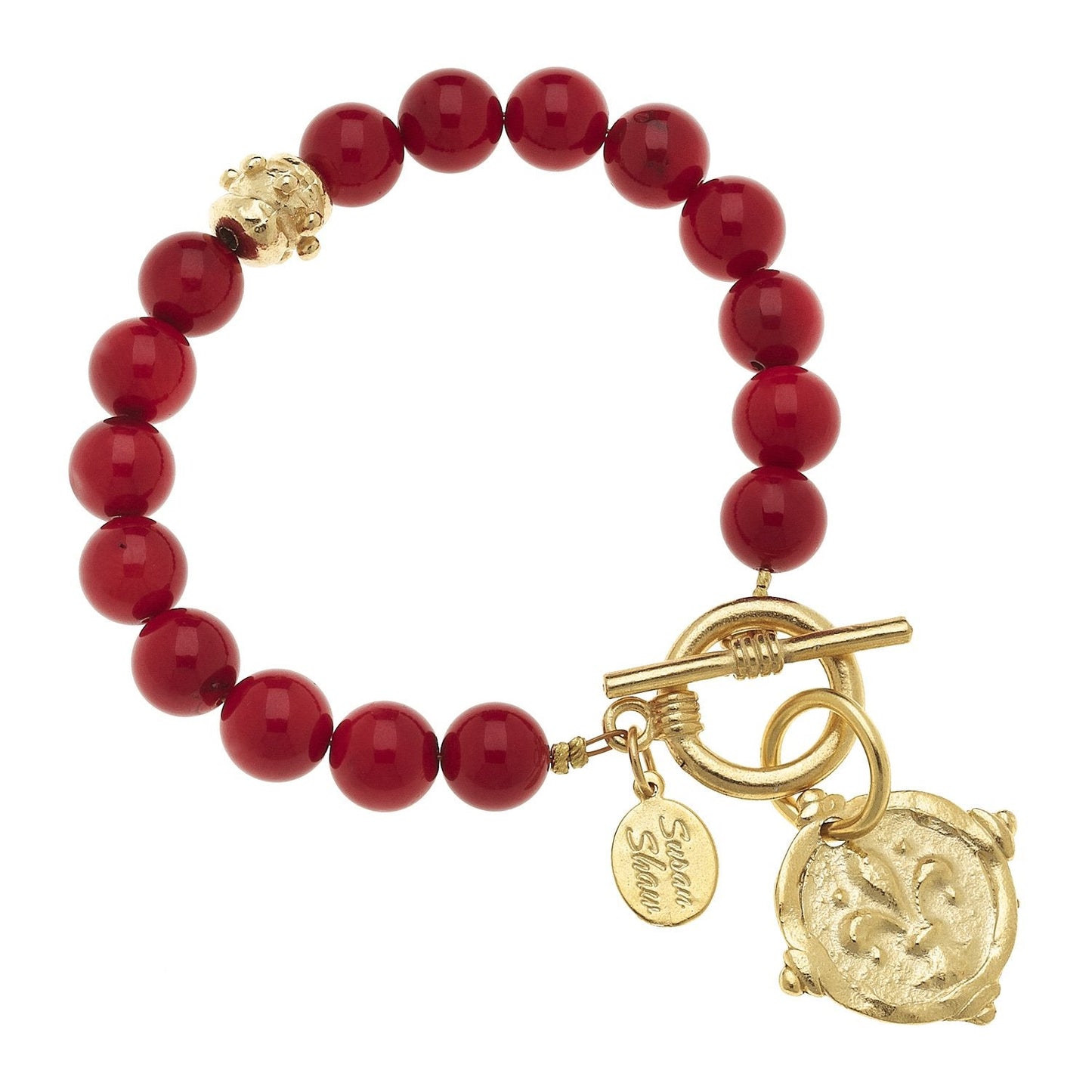 Fleur-De-Lis Design Stone Bracelet