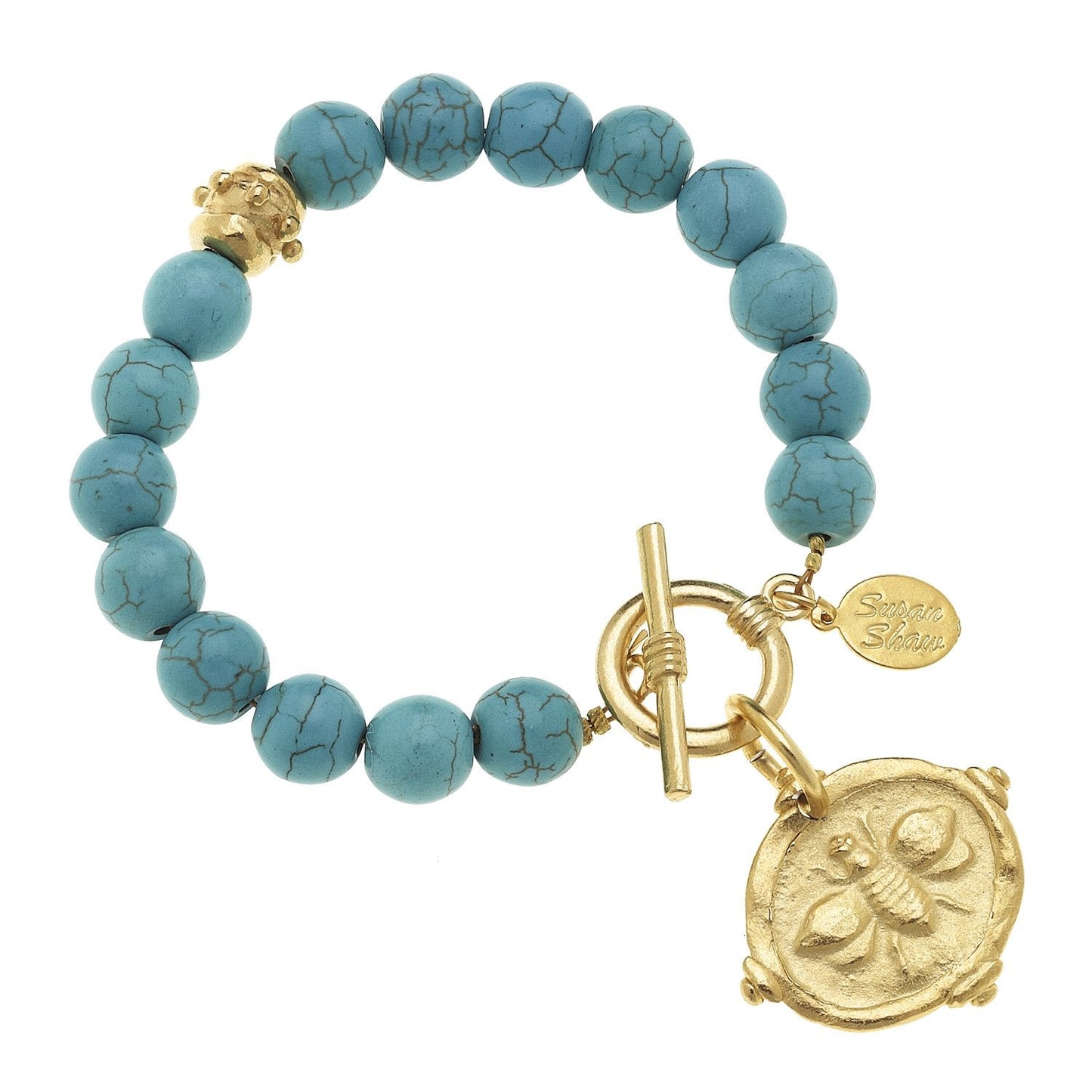 Gold Bee Intaglio Stone Bracelet for Women