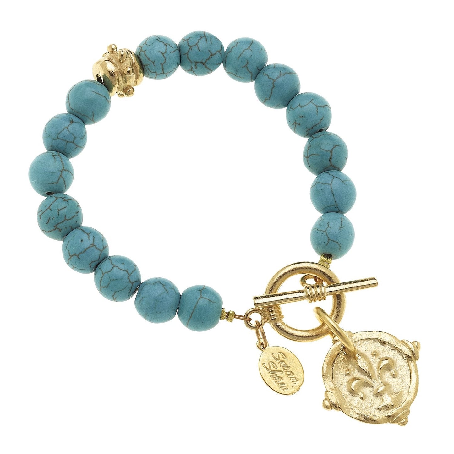 Fleur-De-Lis Design Stone Bracelet