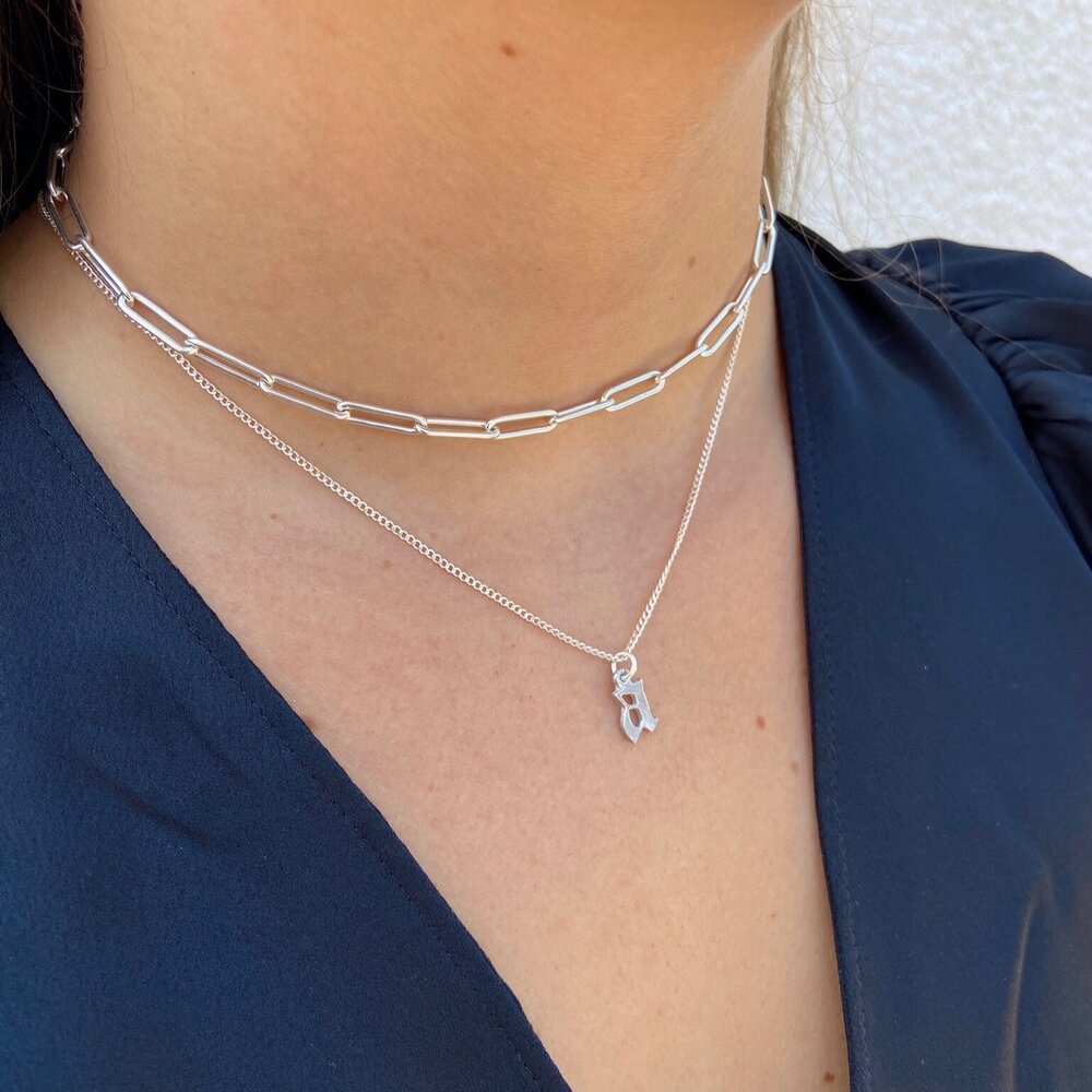 Chunky Paperclip Style Choker Necklace