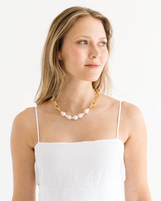 Elegant Baroque Pearl Chain Necklace for Women