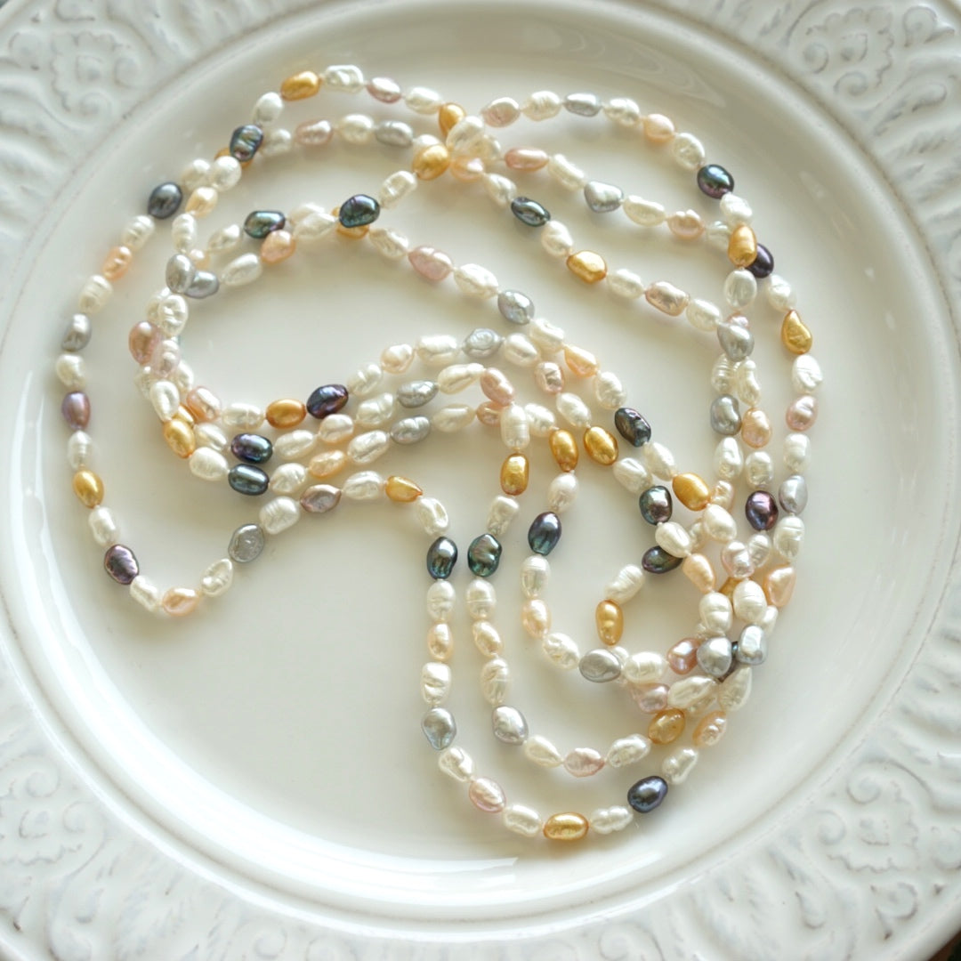 Multicolor Keshi Pearl Long Necklace 68 Inches