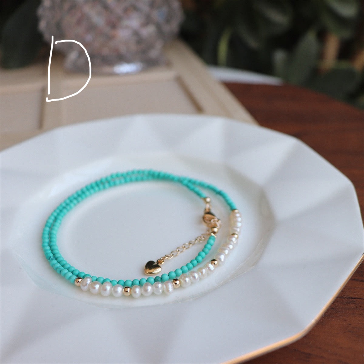 Turquoise and Freshwater Pearl Necklace with Agate Beads