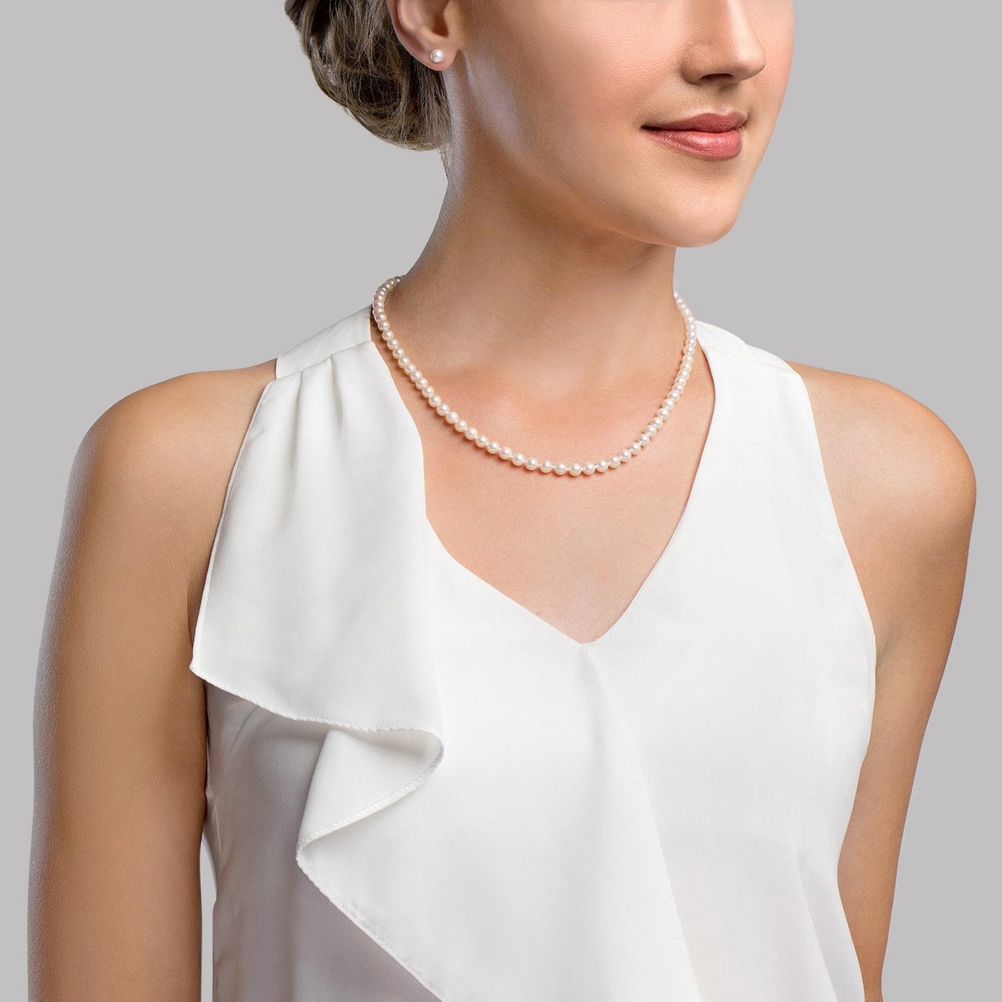 White Graduated Pearl Necklace 5.0-7.0mm Size