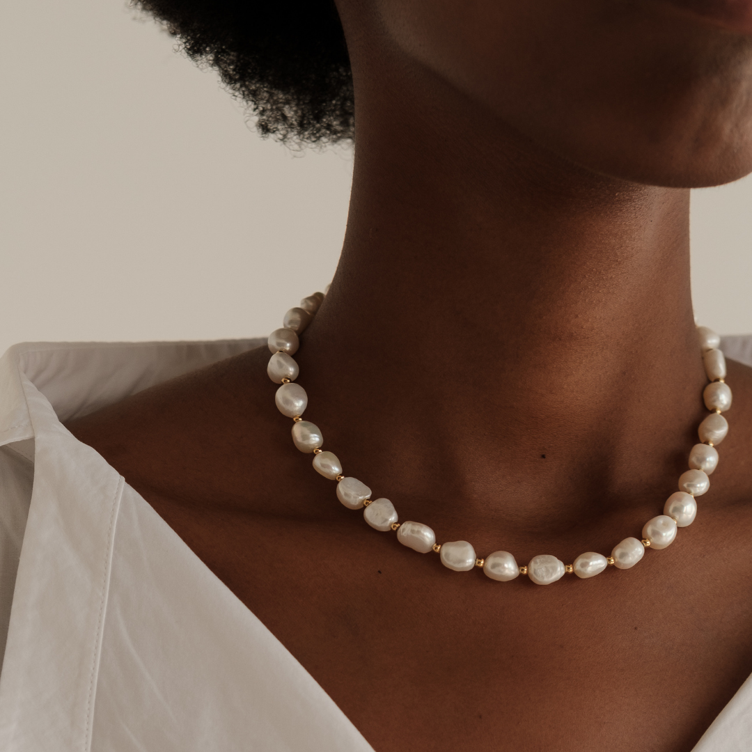 Pearl Necklace Bracelet and Earring Set