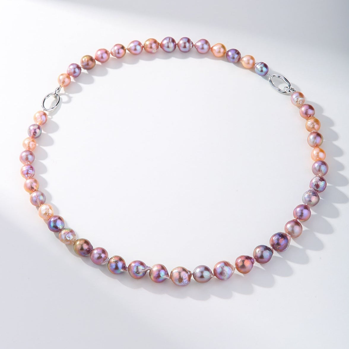 Baroque Pearl Necklace and Bracelet Set in Pink Purple