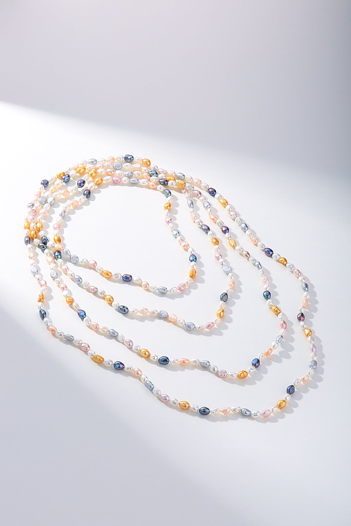 Multicolor Keshi Pearl Long Necklace 68 Inches