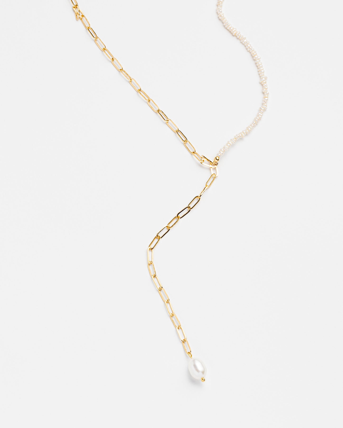 Half Pearl V Drop Necklace in Elegant Design