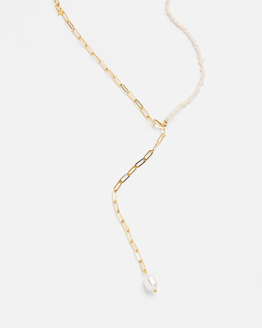 Half Pearl V Drop Necklace in Elegant Design