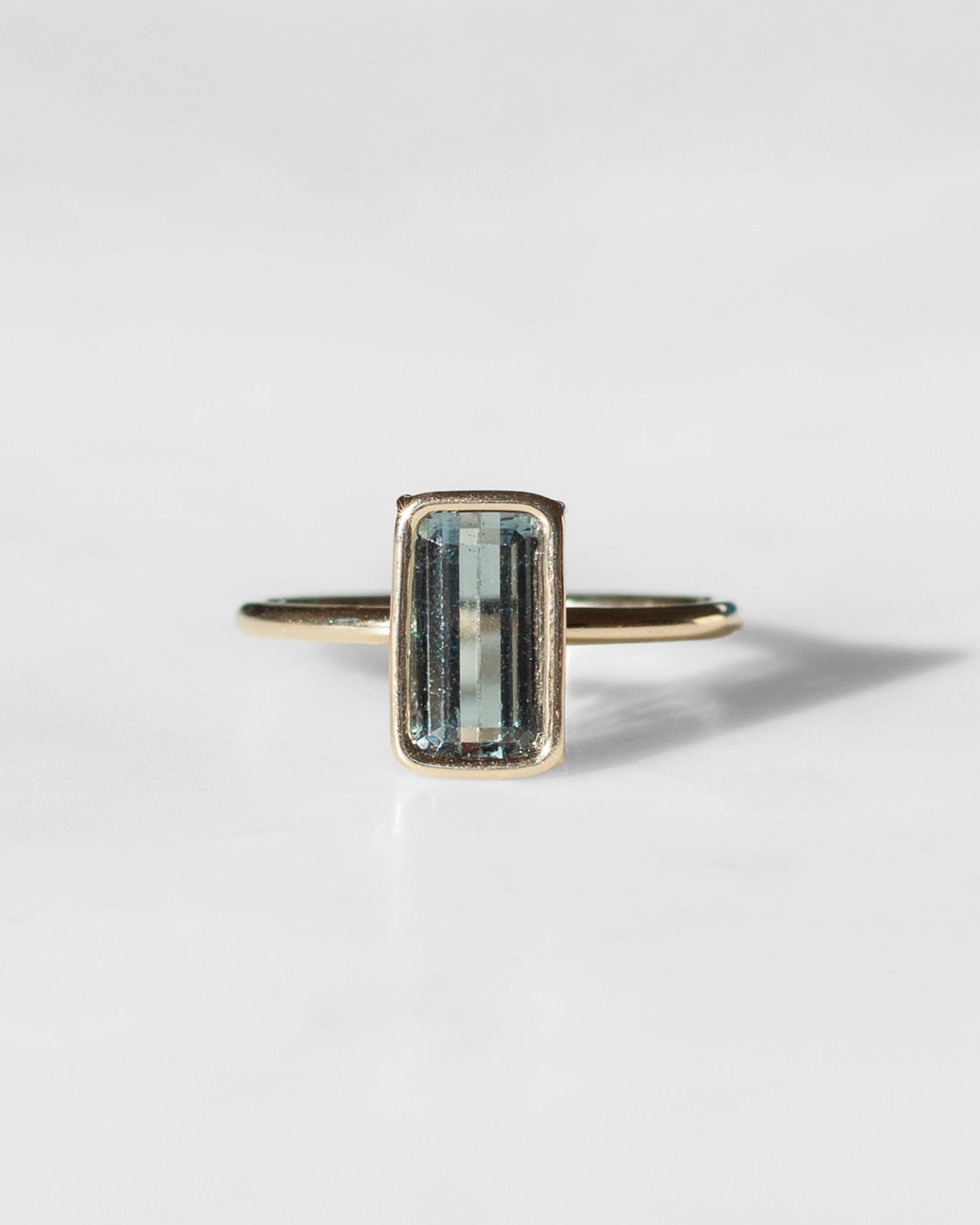 Blue Grey Tourmaline and Diamond Floating Rings