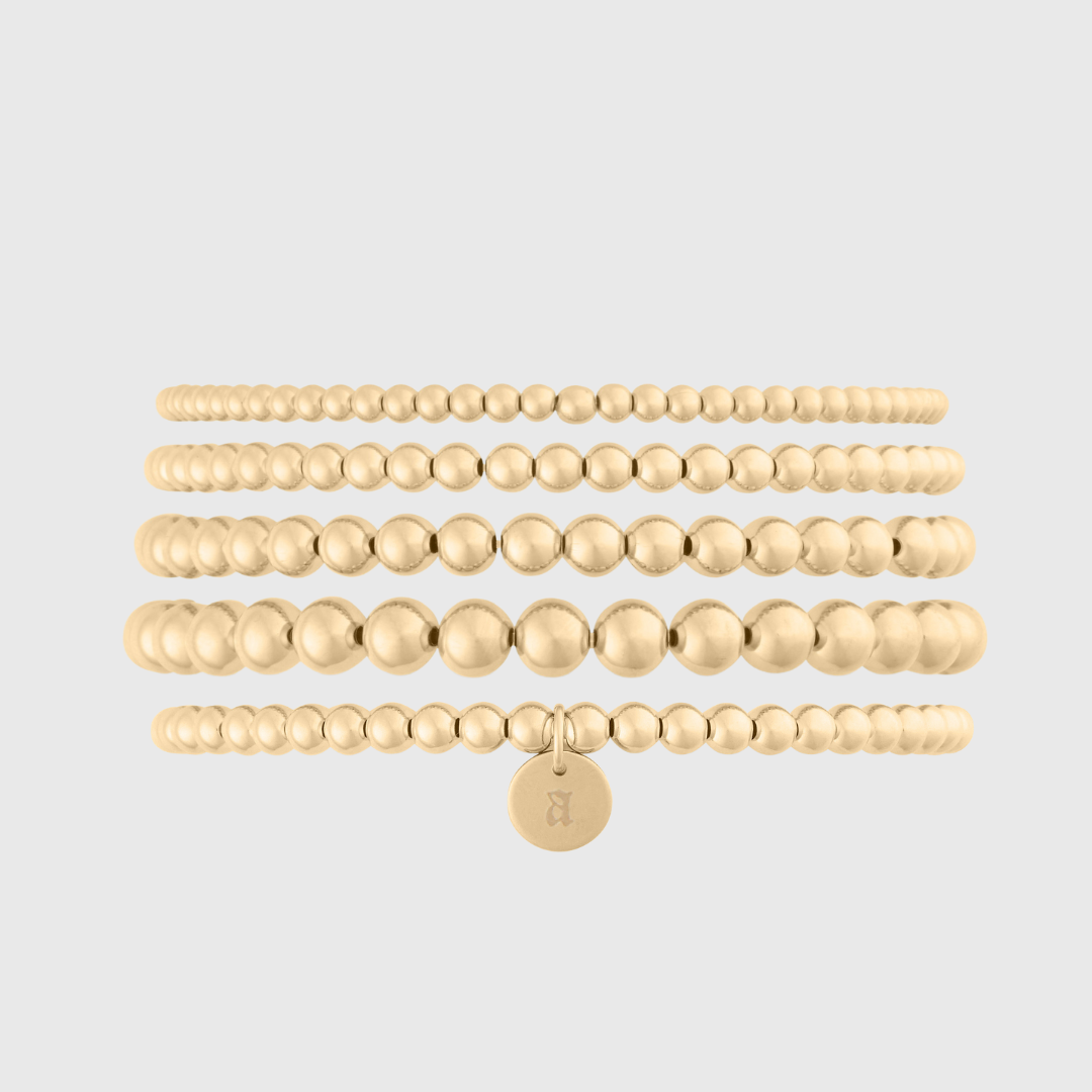 Elegant Initial Juno Five Stack Bracelet Set