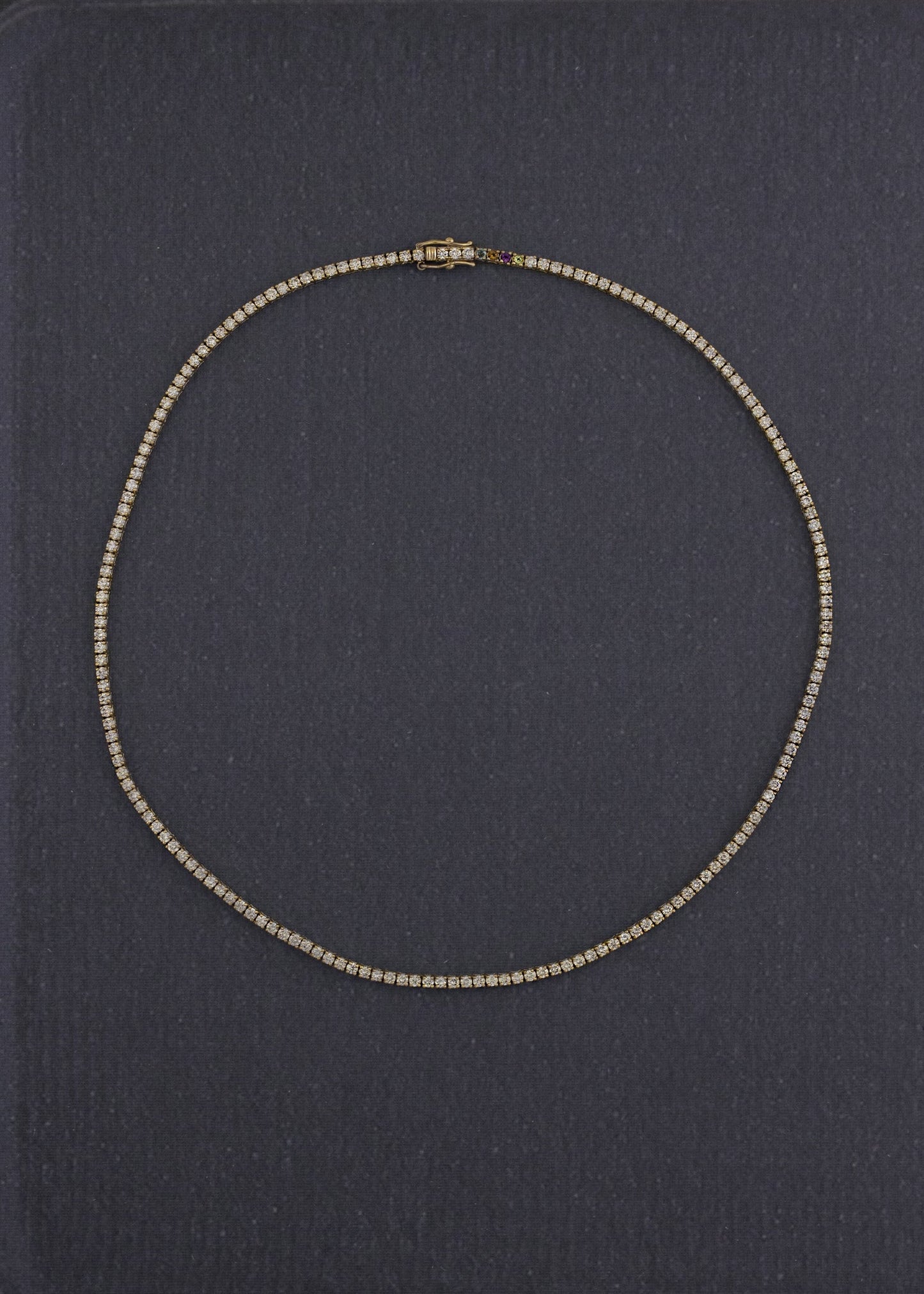 Petite Tennis Necklace with Birthstones in Yellow Gold