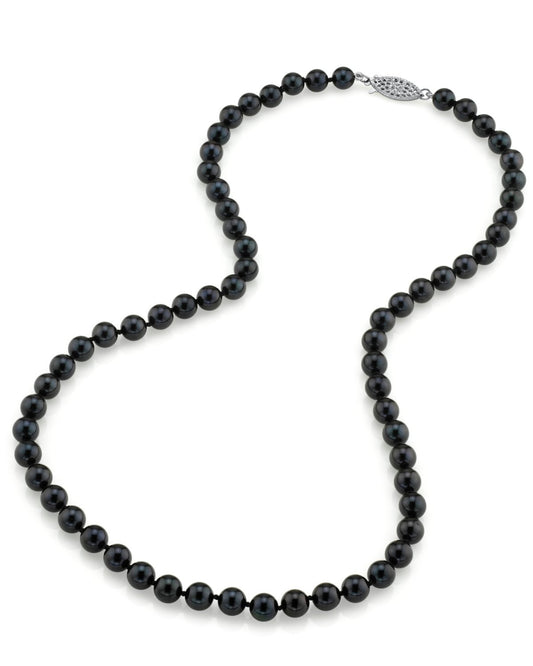 Black Akoya Pearl Necklace AAA Quality 6.0-6.5mm