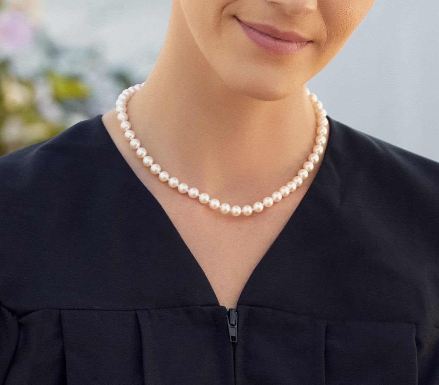 AA Plus White Akoya Pearl Necklace 6.5 to 7 Millimeters