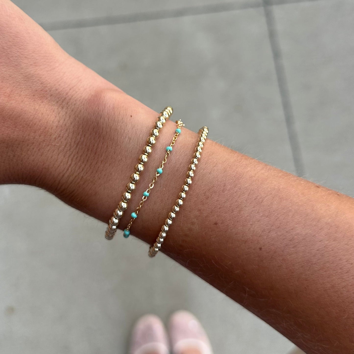 Turquoise Daisy Triple Stack Bracelet Set