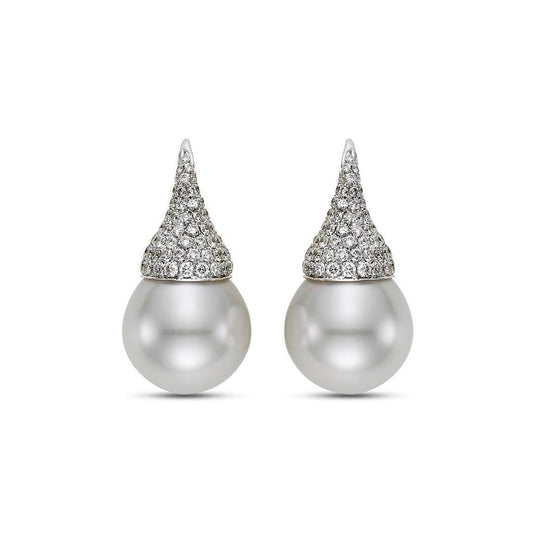 Pearl and Diamond Kiss Design Earrings