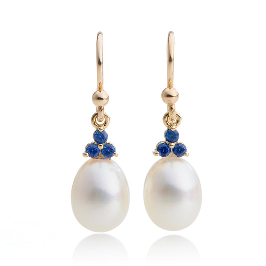 Pearl and Sapphire Drop Earrings Design