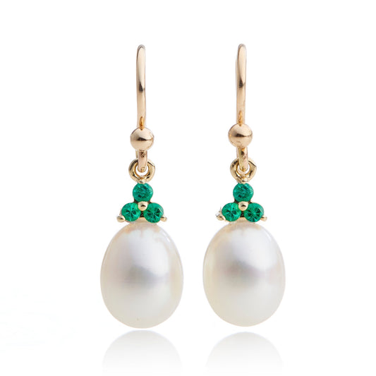 Pearl and Emerald Drop Earrings Design