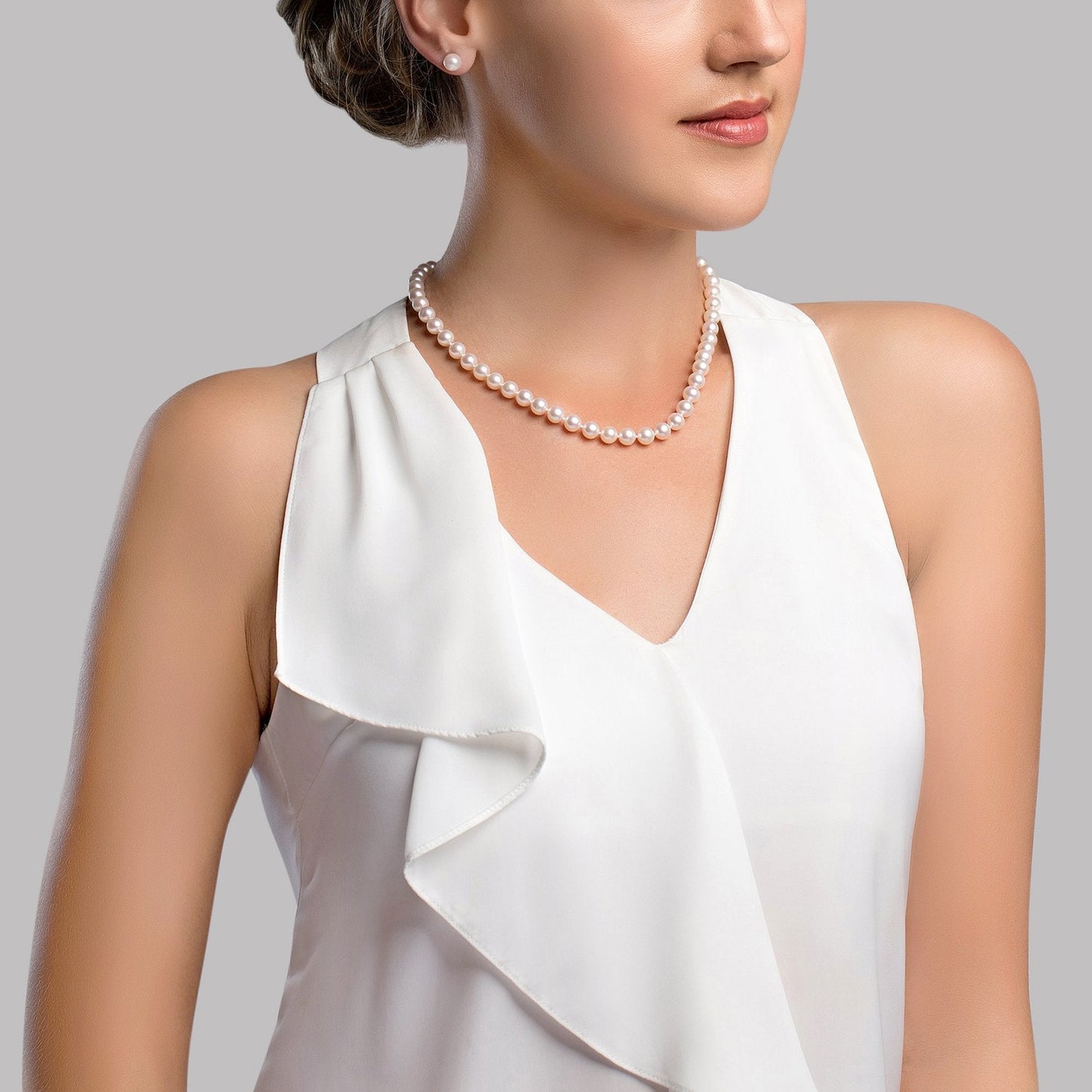 Japanese Akoya Pearl Necklace in White 7.0-7.5mm