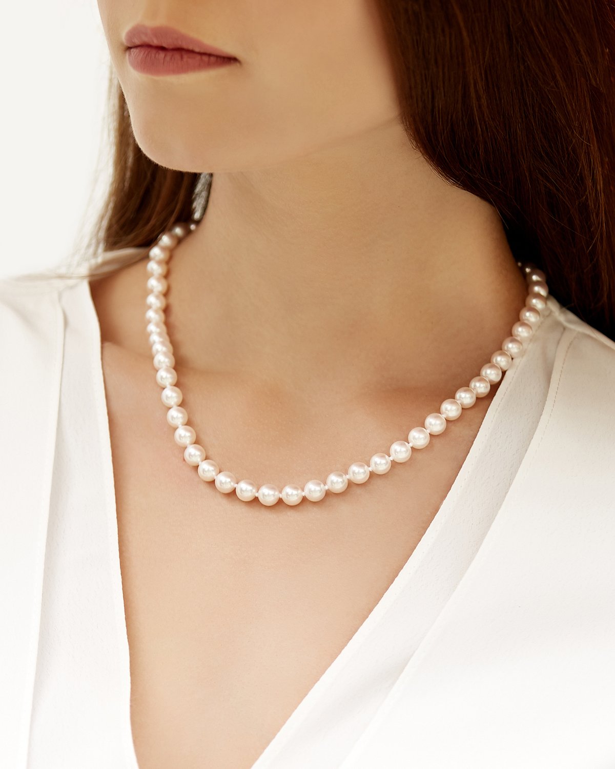 Japanese Akoya Pearl Necklace in White 7.0-7.5mm