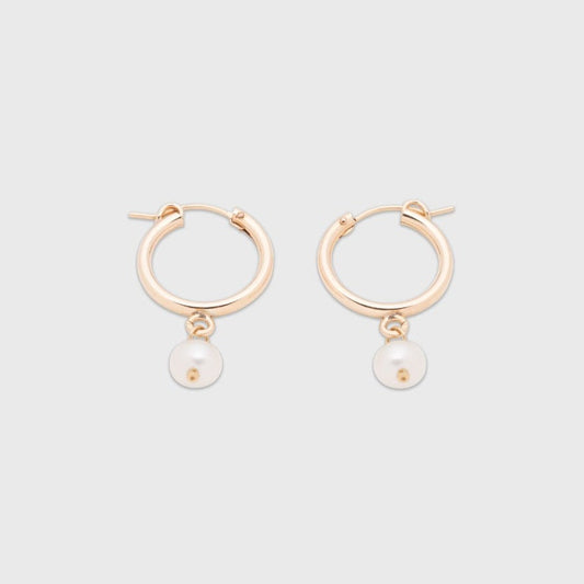 Large Pearl Hoop Earrings 19mm