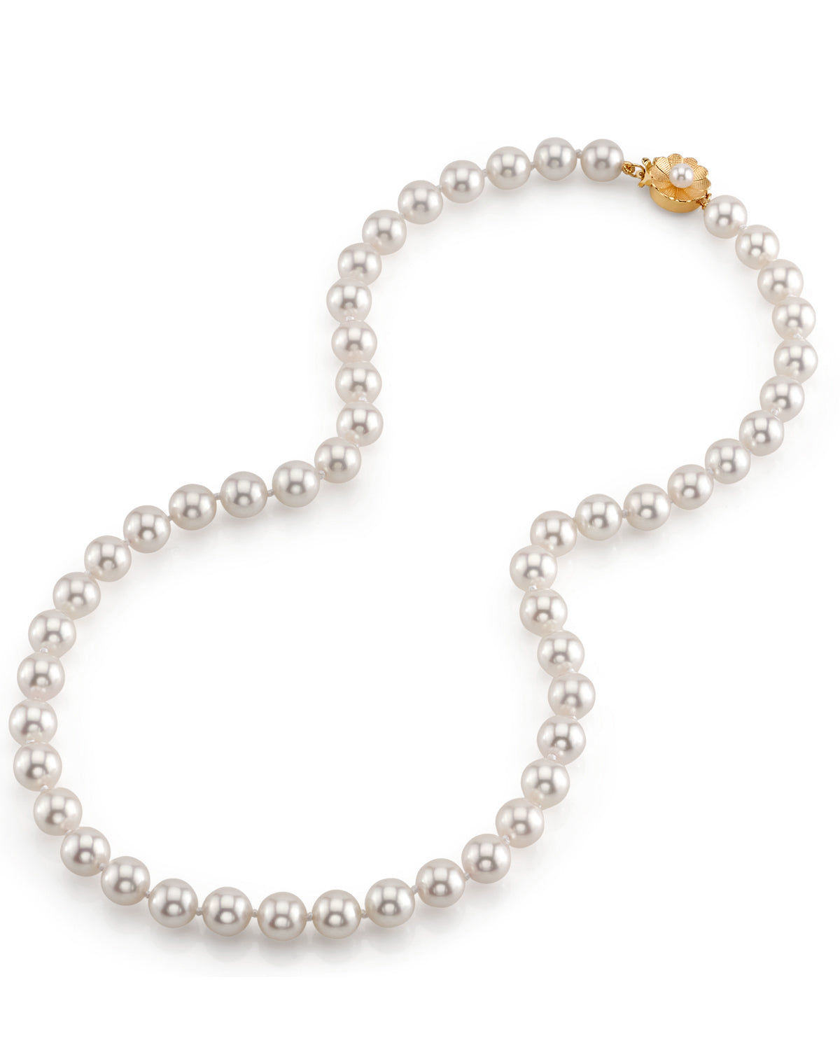 White Japanese Akoya Pearl Necklace 7.5 to 8.0 Millimeters