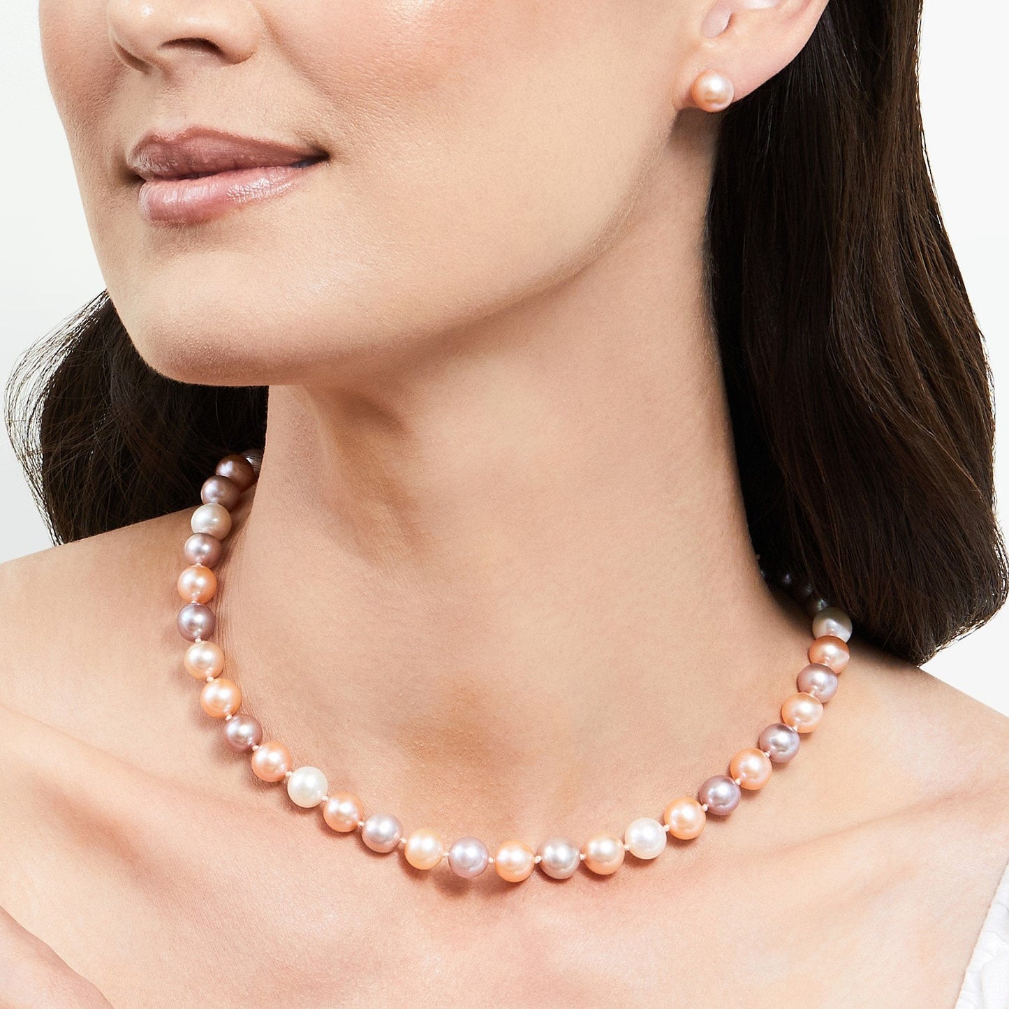 Multicolor Pearl Necklace with 6.5-7.0mm Freshwater Pearls