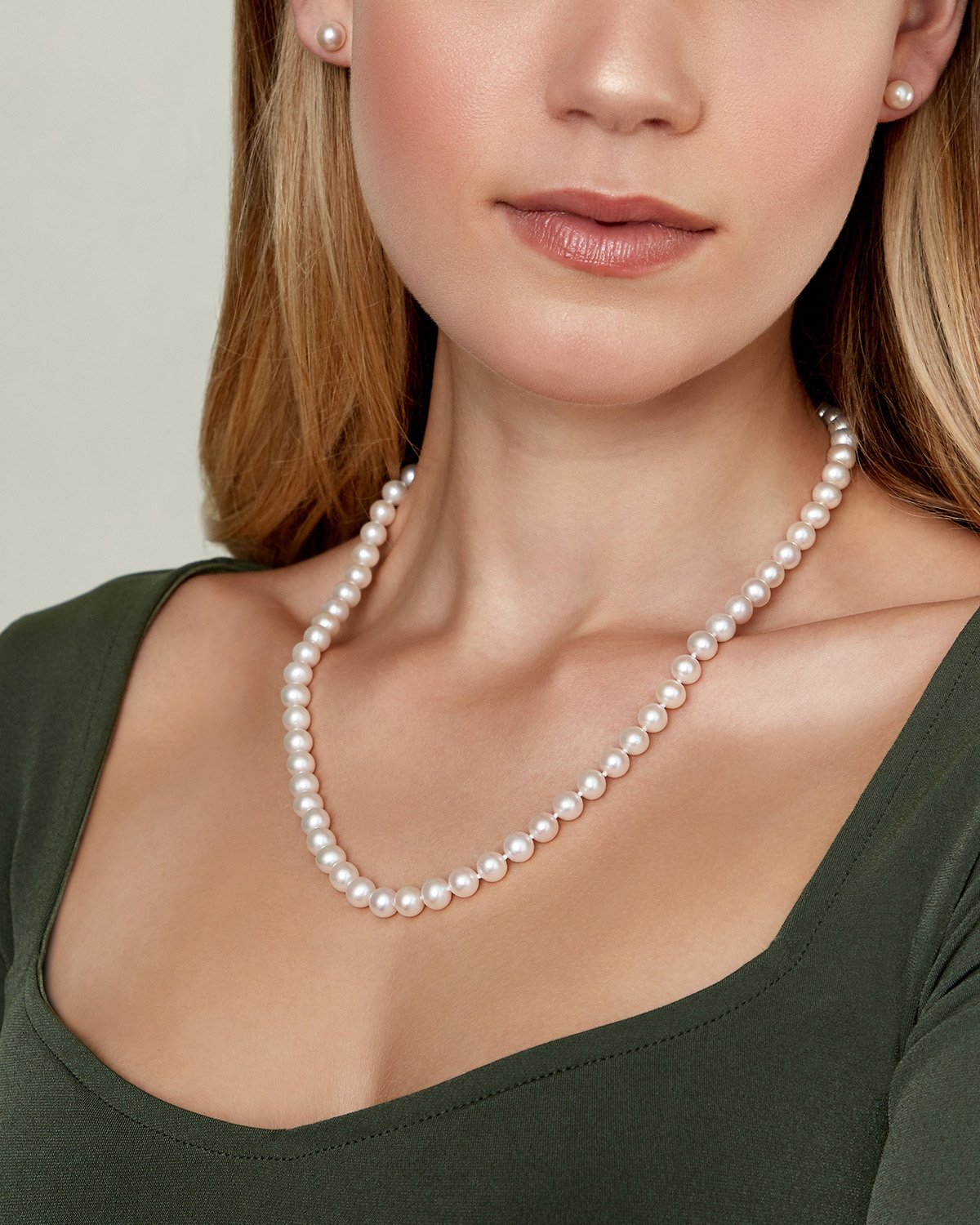 White Freshwater Pearl Necklace 7.0-7.5mm AAAA Quality