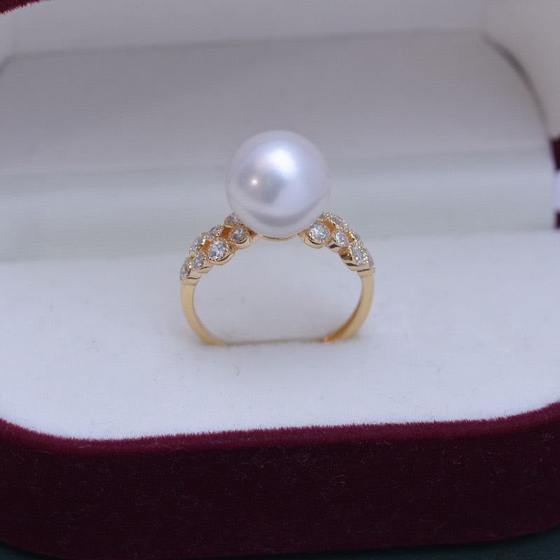 Freshwater Pearl and CZ Ring Design