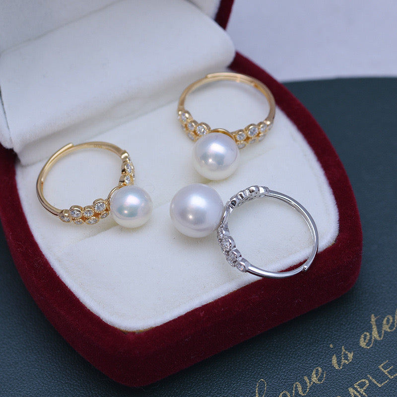 Freshwater Pearl and CZ Ring Design