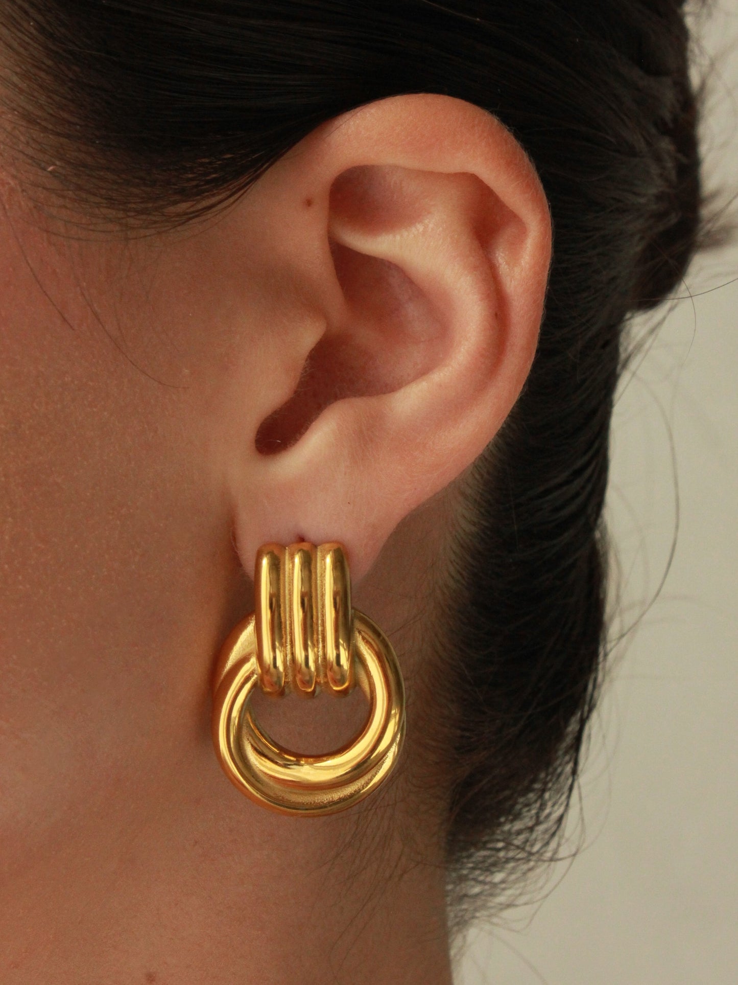 Elegant Gold Hanging Hoop Earrings