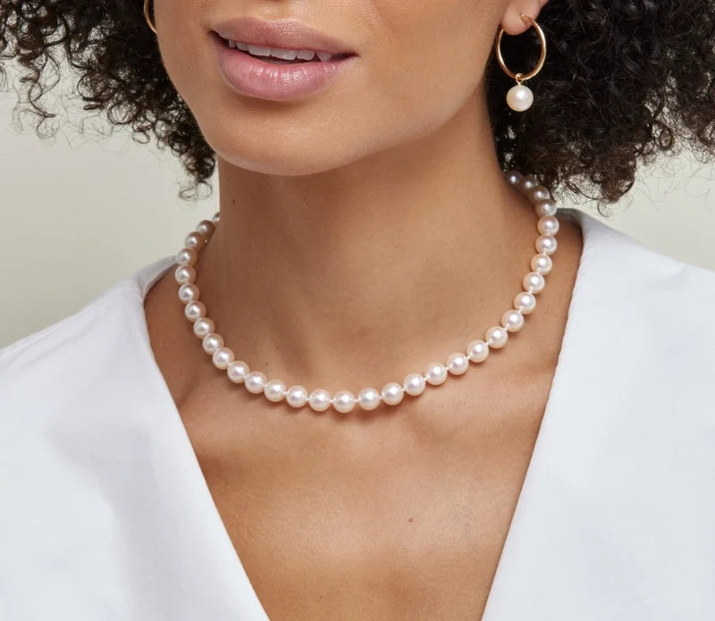 White Hanadama Akoya Pearl Necklace 8.0-8.5mm