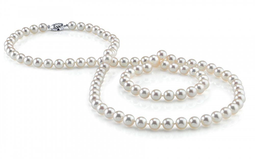 Opera Length White Akoya Pearl Necklace 8.0-8.5mm