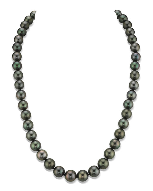 Black Tahitian Round Pearl Necklace in AAA Quality