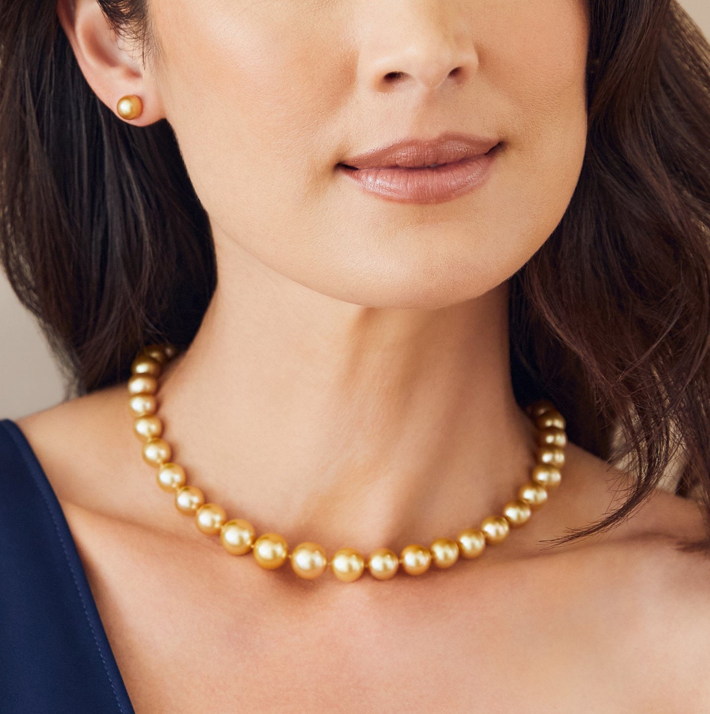 Golden South Sea Pearl Necklace 8 to 10 Millimeter