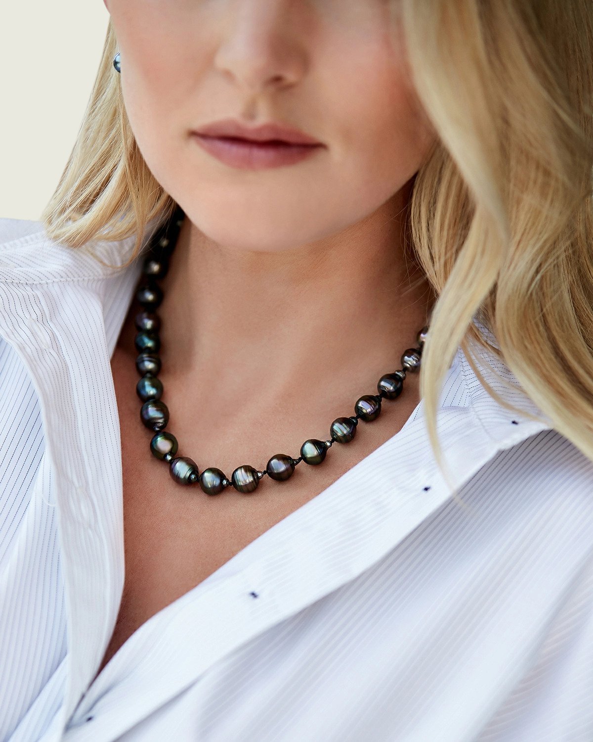 Black Tahitian Baroque Pearl Necklace 9 to 11mm