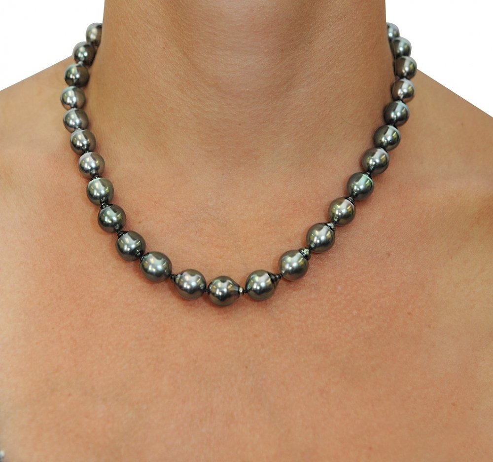 Tahitian Baroque Pearl Necklace in Dark Colors