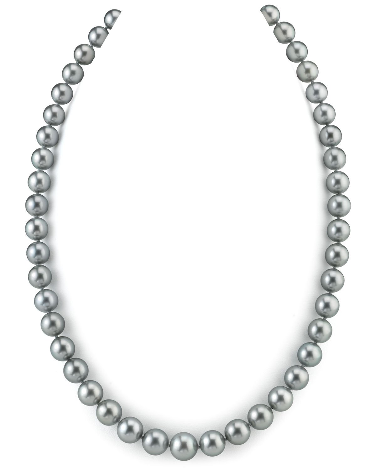 Tahitian Round Pearl Necklace in Bright Silver