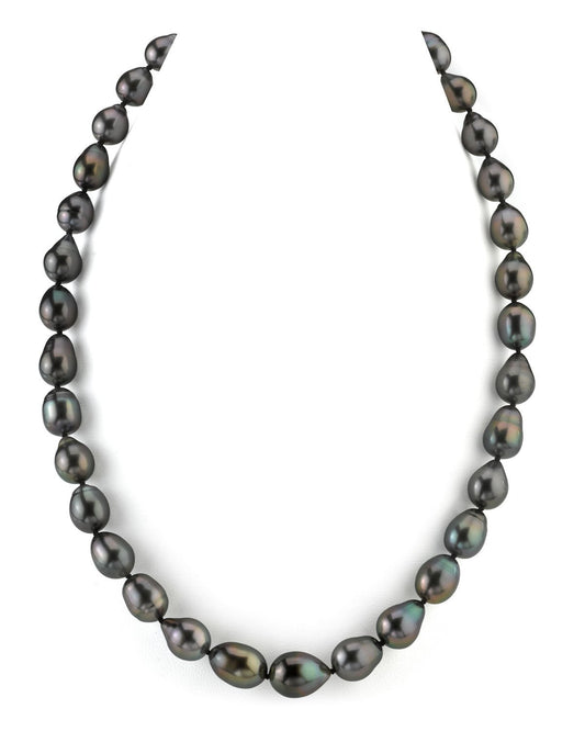 Black Tahitian Drop-Shape Pearl Necklace in AAAA Quality