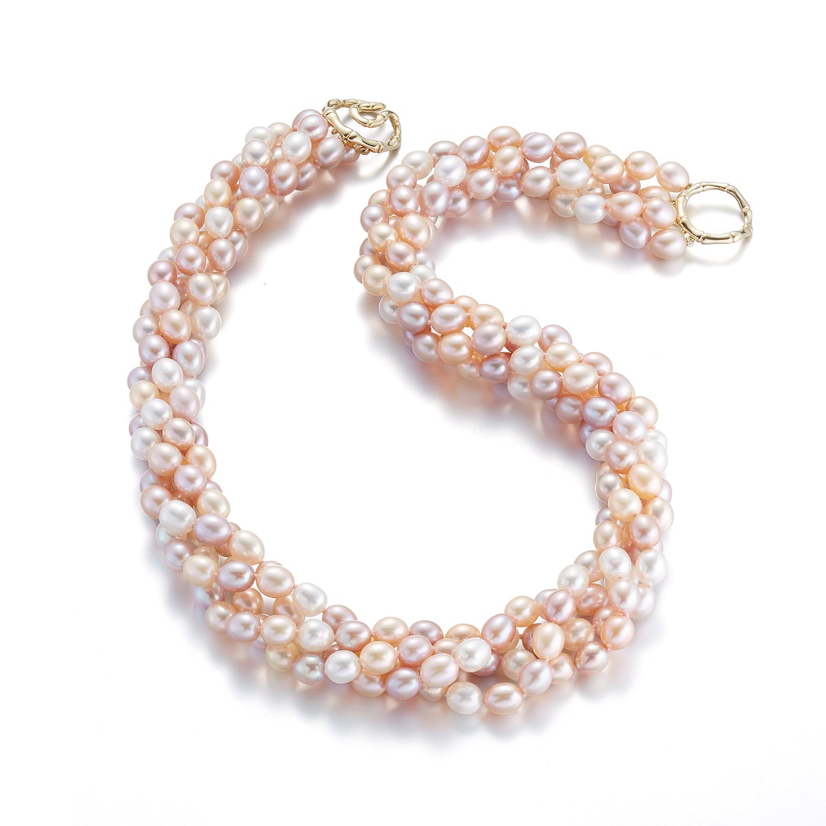 Pastel Baroque Pearl Twisted Strand Necklace