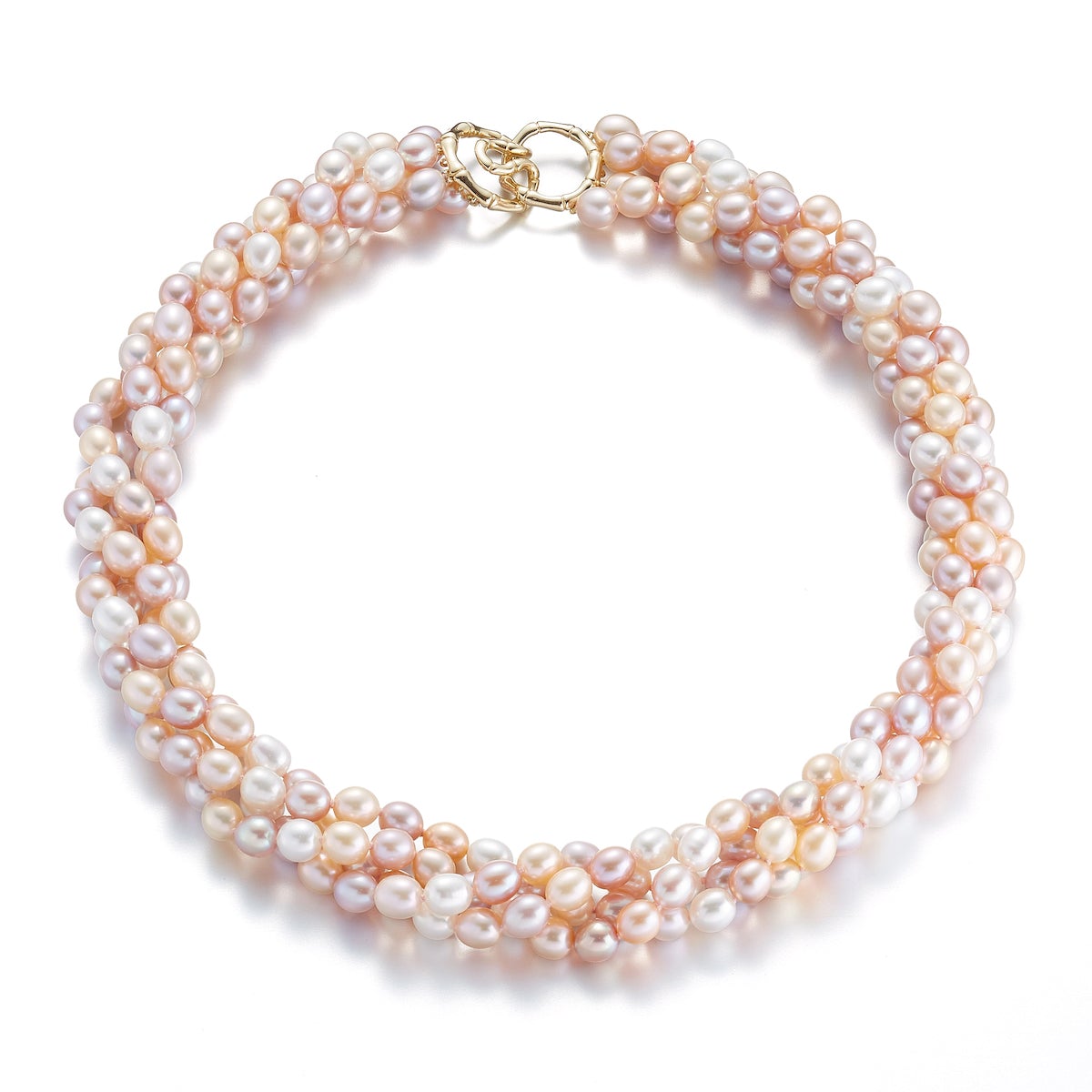 Pastel Baroque Pearl Twisted Strand Necklace