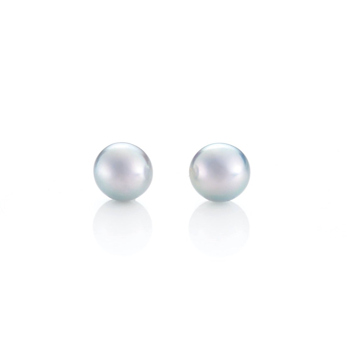 Silver Blue Akoya Pearl Earrings 6mm Size