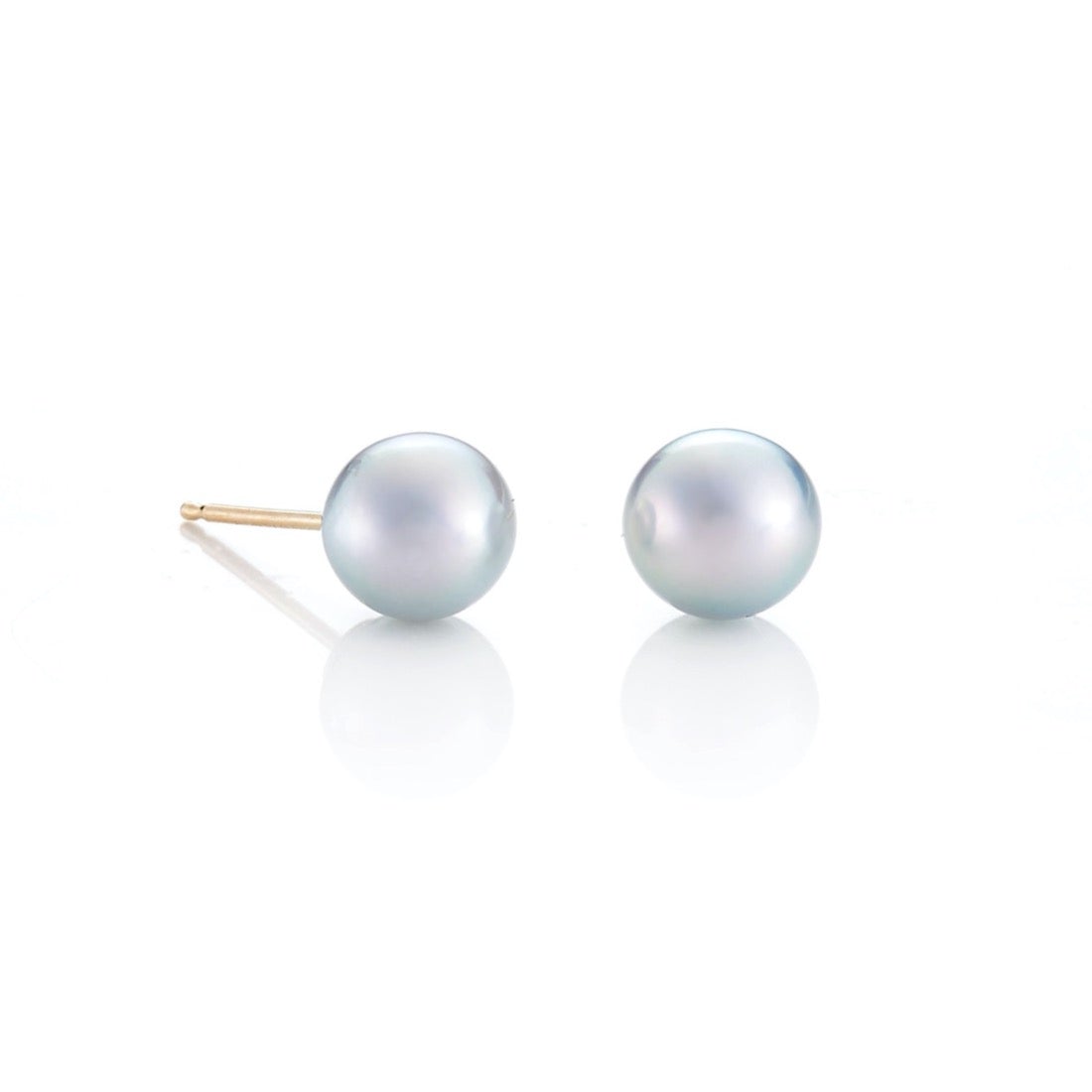 Silver Blue Akoya Pearl Earrings 6mm Size